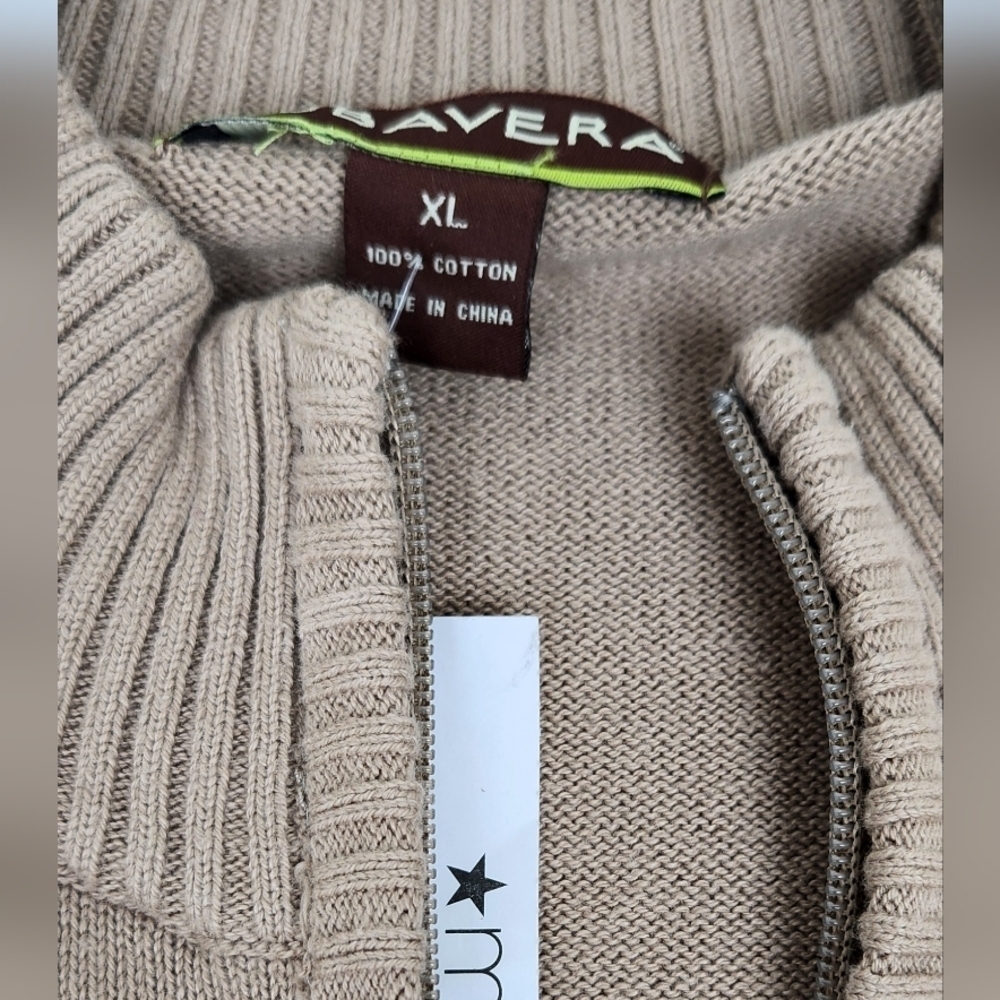 Cubaver Beige 100% Cotton Zip Up Sweater - Picture 3 of 4